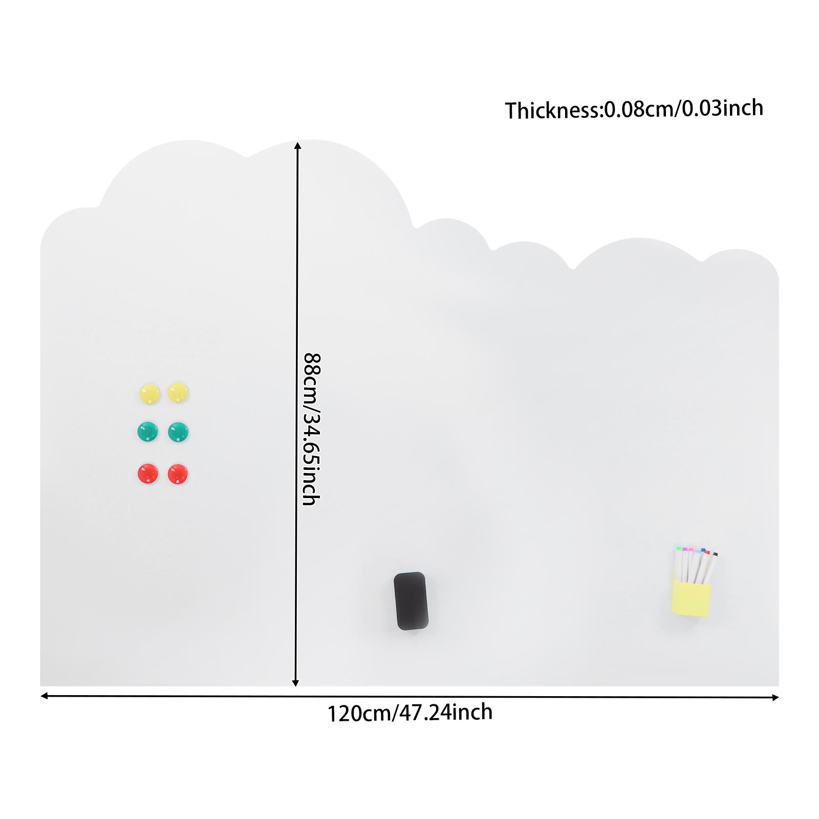 Magnetic Whiteboard Sticker Wall Mounted Dry Erase Board with Adhesive Tape No Frame PVC PET Rubber Soft Iron Layer Cuttable Size for Home Office School Kids Drawing Teaching Supplies