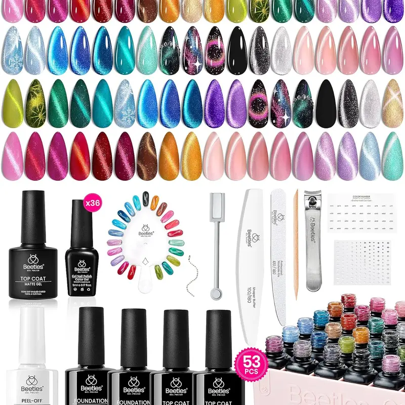 Beetles Cat Eye Gel Polish Set, DIY Nails at home gift Bunny Cutics Cosmetic Manicure Gift for women girls mothersdaygift Spring Nail Summer Nail Vacation Nail #SummerVibes