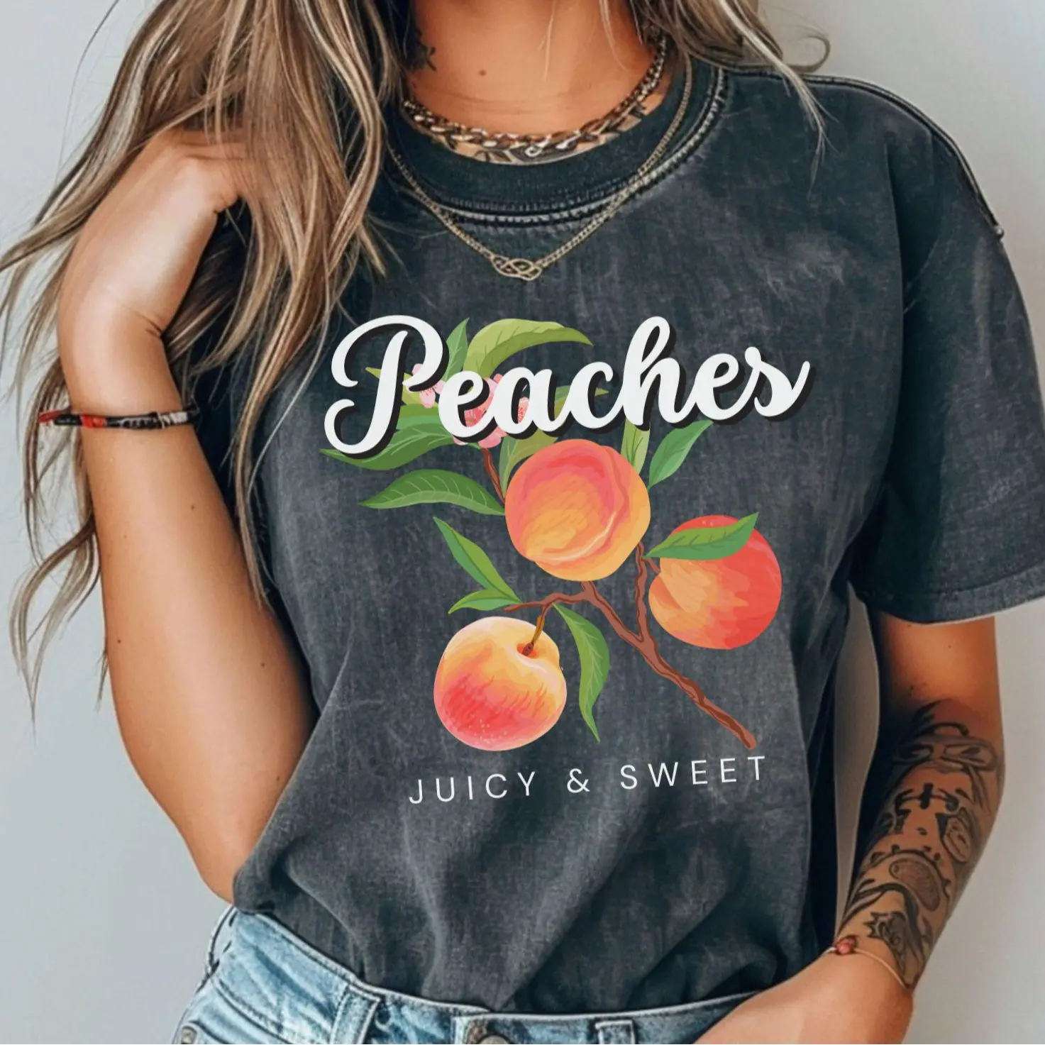 Comfort Colors Peach T-Shirt, Vintage Graphic Fruit Shirt, Aesthetic Fruit Boho Tee, Peach Graphic T-Shirt, Gift For Women