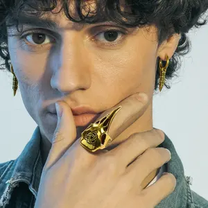 U7 Men's Raven Celtic Knot Rings Mens Raven Compass Rings Norse Viking Jewerly Stainless Steel