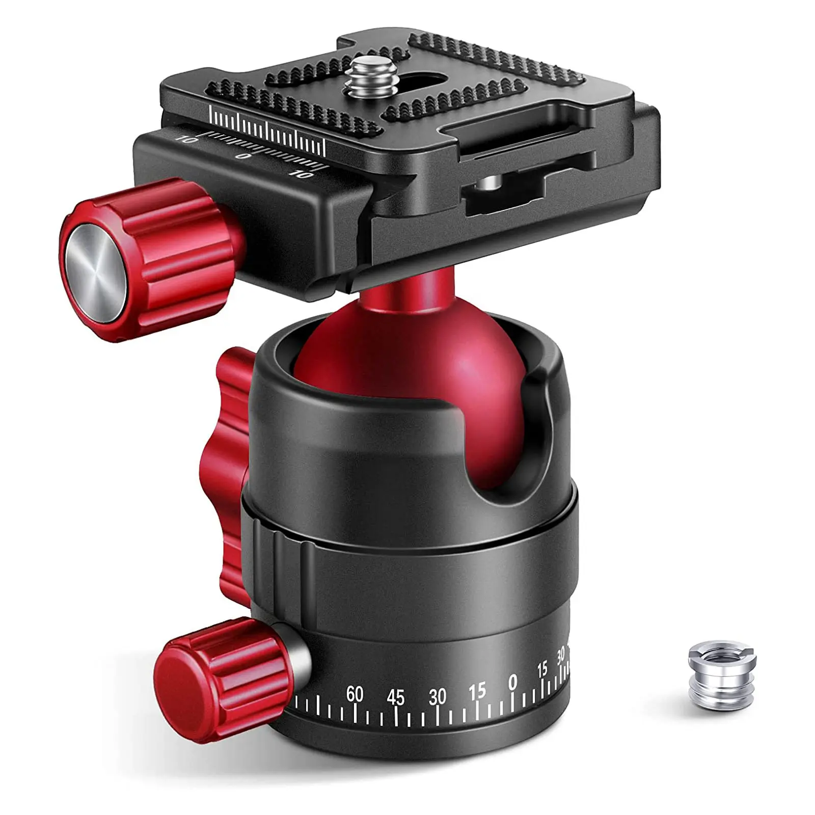 Tripod Head, 360° Rotating Panoramic Ball Head with 1/4” Quick Shoe Plate, for Tripod Monopod Slider DSLR Camera Camcorder, Max Load 5kg/11lb
