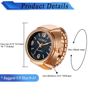 OIDEA Quartz Analog Ring Watch with Stretch Band and Color Changing Dial for Unisex Daily Wear