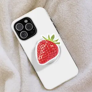 Watercolor Strawberry Phone Grip, Cottagecore, Magnetic Phone Accessory