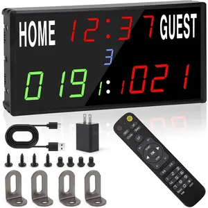 Scoreboard Electronic Digital Score Keeper with Remote Basketball Scoreboard Sports Score Ticker with Timer 24h Real Time for Football/Cornhole Hole/ping Pong/Table Tennis Dart Indoor&Outdoor Games