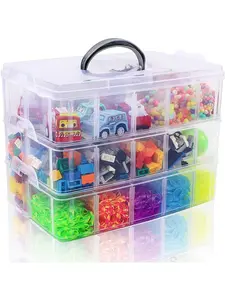 Three-Layer Stackable Storage Container Box with Dividers, 30 Compartments, Bead Organizer for Art Crafts, Jewelry Storage Solution