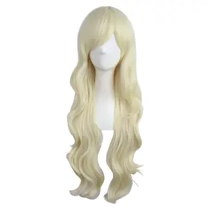 28'' (70cm) Long Curly Wig for Women – Full Synthetic Hair Wig, Light Blonde, Heat-Resistant Natural Look