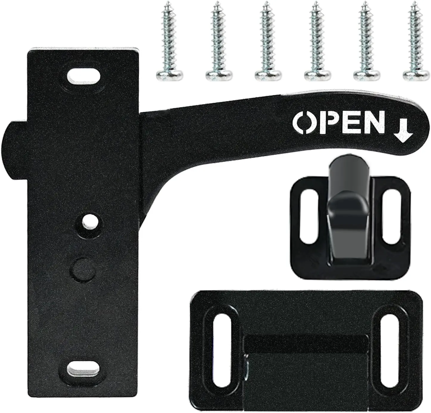 RV Screen Door Lock Replacement Kit - Heavy-Duty Right-Hand ABS Plastic Rectangular Handle with On-Center Holes, All Screws Included, Standard Fit for Travel Trailer Door Repair, Easy Secure Installation