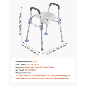Summervibes VEVOR Raised Toilet Seat with Arms, 300 lbs Load Capacity, Adjustable Height, Widened Commode Elevated Toilet Seat Riser with Handles and Splash Guard for Seniors, Elderly, Handicap, Disabled, Adults