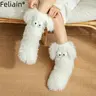 Women's Plush Slippers Socks Floor Socks Winter Home Indoor Thickened Fleece-Lined Anti-Slip Adult Women's Plush Snow Socks Shoe Covers