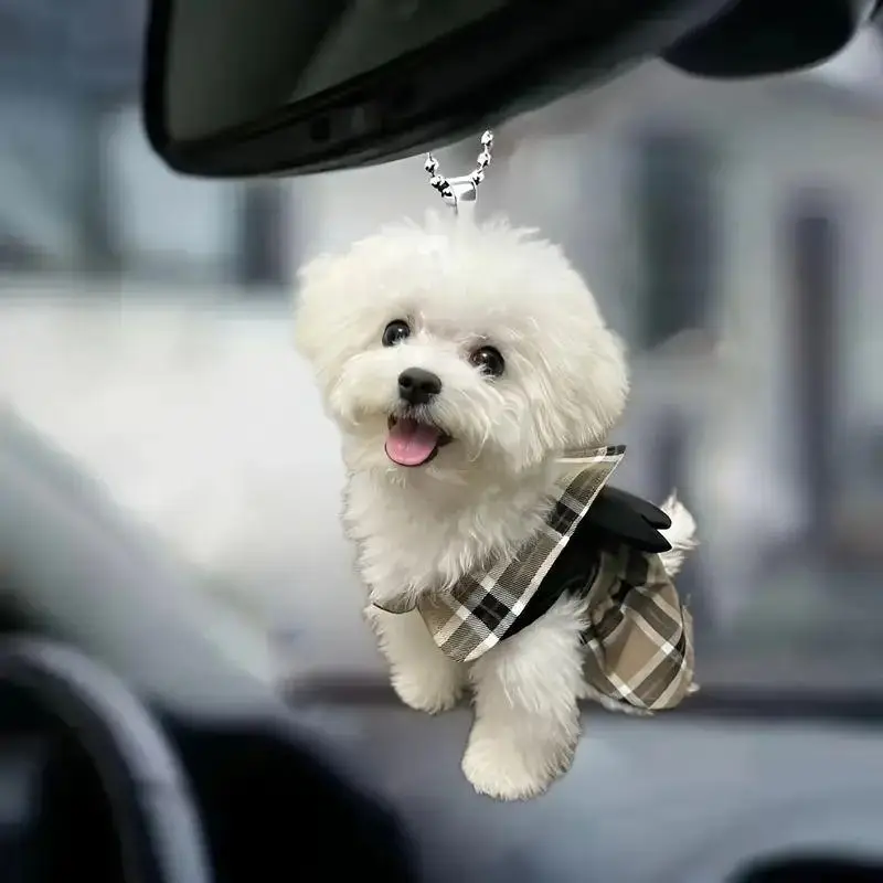 Cute Dog Design Car Hanging Ornament, 1 Count Car Rearview Mirror Hanging Decoration, Car Interior Decoration Accessories for Women & Men