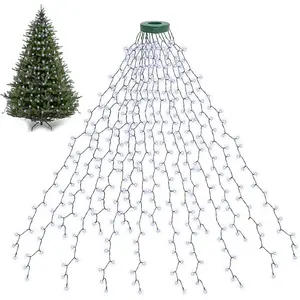 Christmas Tree Lights 400LED 16 Lines Christmas Lights for Tree 8 Modes for 6ft-7ft Tree, UL Certified Indoor Outdoor Christmas Decorations 16 * 6.6ft Drops Cool White