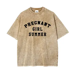 Oversized Maternity Tee, Summer Funny Vintage Graphic Print Batik Cotton Super Soft Pre-Shrunk Slight Stretch Washed T-Shirt