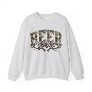 Beer Season, Camo, Duck Camouflage, Retro, Hunting, Buck, Outdoors, Drinking, Bar, Hunt, Gildan Unisex Heavy Blend Crewneck Sweatshirt
