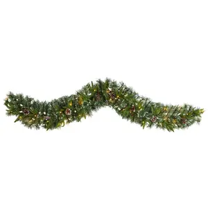 Nearly Natural 6' Snow Tipped Christmas  Garland w/35 Lights