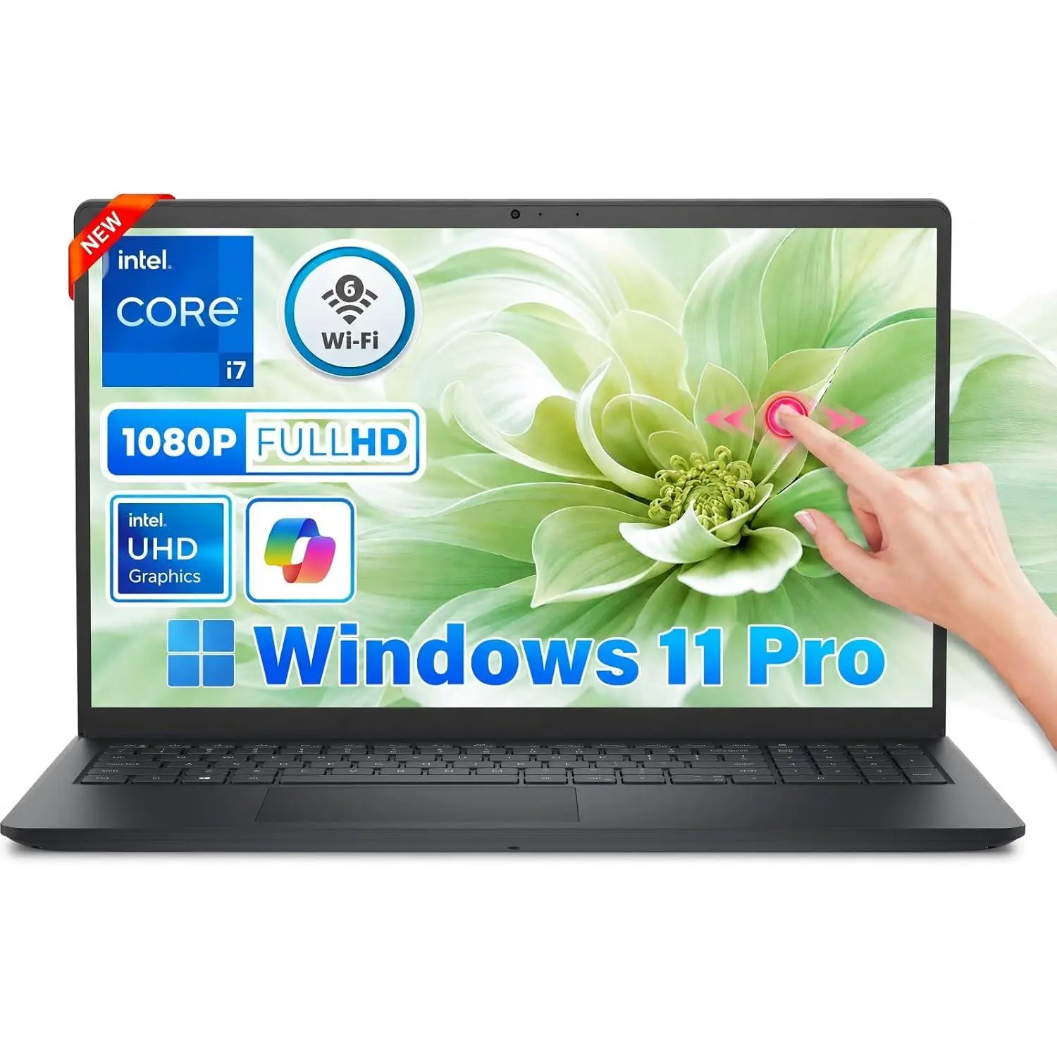 Dell 15.6" FHD Touchscreen Laptop, Intel 10-Core i7-1355U (Up to 5.0GHz), 16GB DDR5 RAM, 512GB PCIe SSD, Wi-Fi 6, Windows 11 Pro, HDMI, Copilot AI Business Laptop for Work & Students