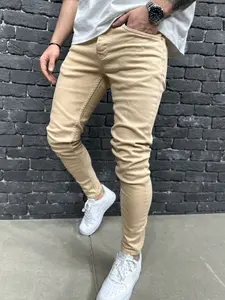 Men Stretch Skinny Jeans Trousers Stylish Street Style Male Simple Solid Slim Jogging Casual Denim Pants Menswear Plain