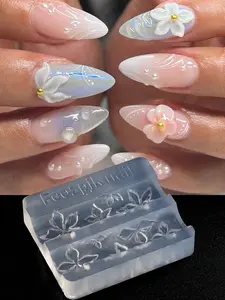 Lily Flower Nail Carving Mold, Hibiscus Petal Design Template, DIY Nail Art Demoulding Tool, Back to School Nail Supplies, Nail Art Tools