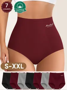 【Soft Cotton】MEIYATING  High-Waist Breathable Women's Underwear Panties, 7-Pack, Comfortable Skin-Friendly, Sizes S-Xxl, Waist Cinching, Butt Lifting