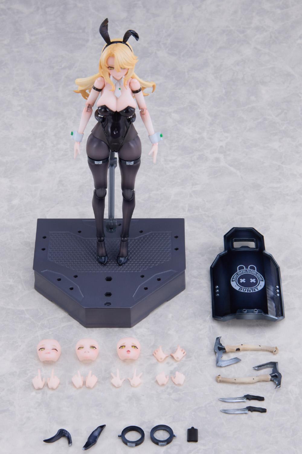 Funtasy Planet Erena Bunny Girl Mecha 1/12 Scale Anime Action Figure, Articulated with Pre-Assembled DIY Gear Kit, Pro-Finish Hybrid Fun Tactical Gear Set, Anime Action Figures