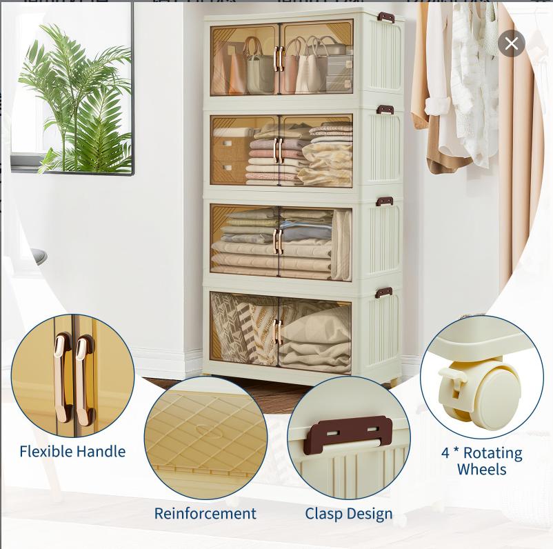 SA-Garvee 324QT Stackable Storage Bins with Lids, Closet Organizers and Storage with Magnetic Doors and Wheels, Extra Large Storage Cabinet, Collapsible Plastic Drawers for Bedroom, Dorm, Office, White SA-Garvee 324QT Stackable Storage Bins with Lids, Closet Organizers and Storage with Magnetic Doors and Wheels, Extra Large Storage Cabinet, Collapsible Plastic Drawers for Bedroom, Dorm, Office, White