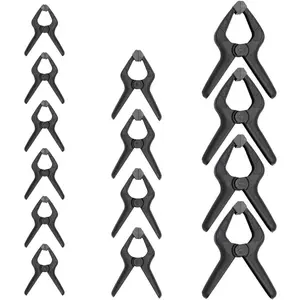 14-Piece Nylon Spring Clamp Set, 6 Pack of 3-3/8-inch, 4 Pack of 4-1/2-inch, 4 Pack of 6-1/2-inch, Black/Grey