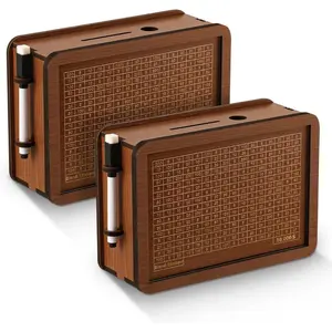 2 Pack Wooden Cash Money Savings Box,Piggy Bank for Kids Adults with Money Target and Numbers,10000 Savings Challenge Box,Boys Girls Savings Coin Bank,Cultivate Financial Management Habits