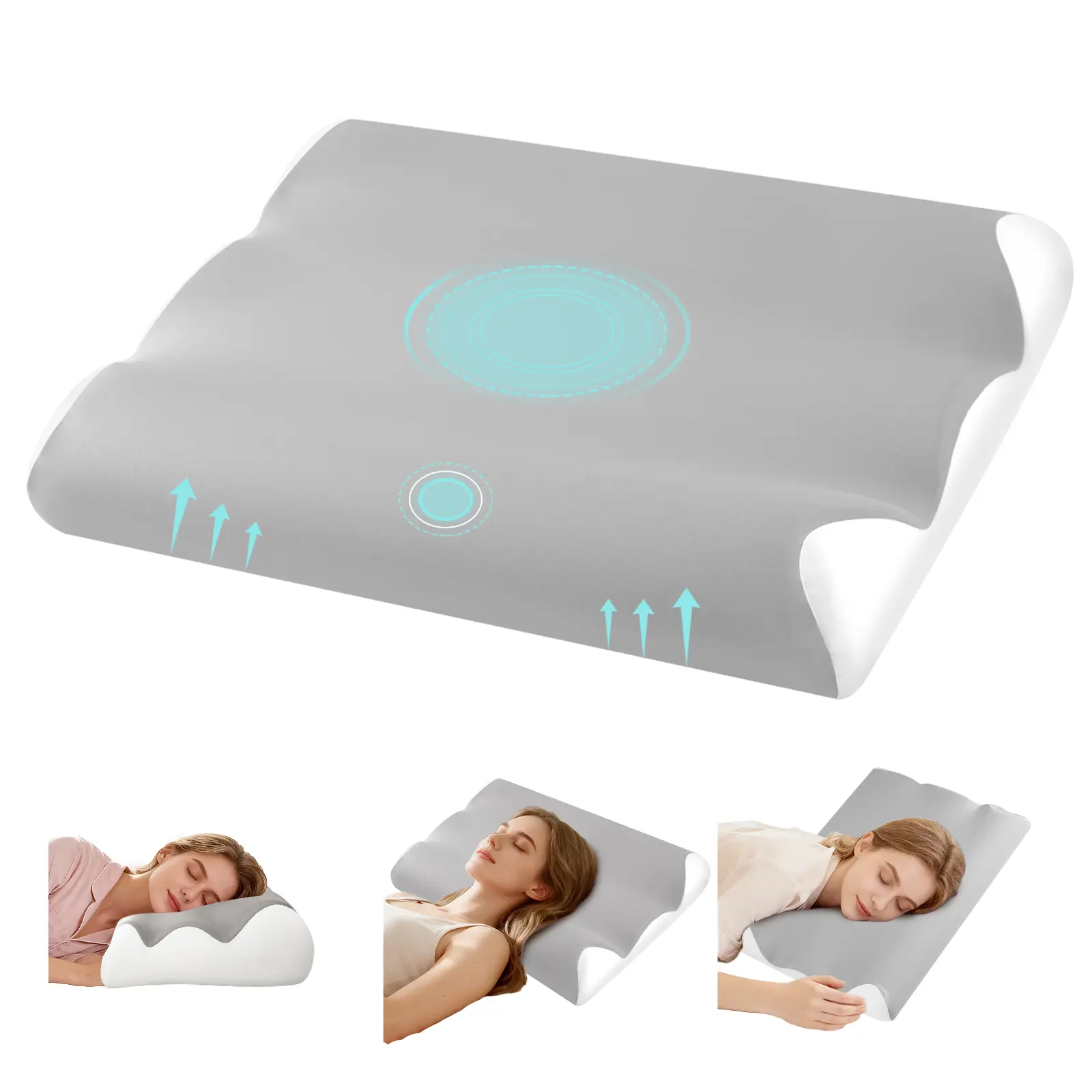 Deep Sleep Pillow, Ergonomic Contour Design for Side & Back Sleepers, Orthopedic Cervical Shape Gently Cradles Head & Provides Neck