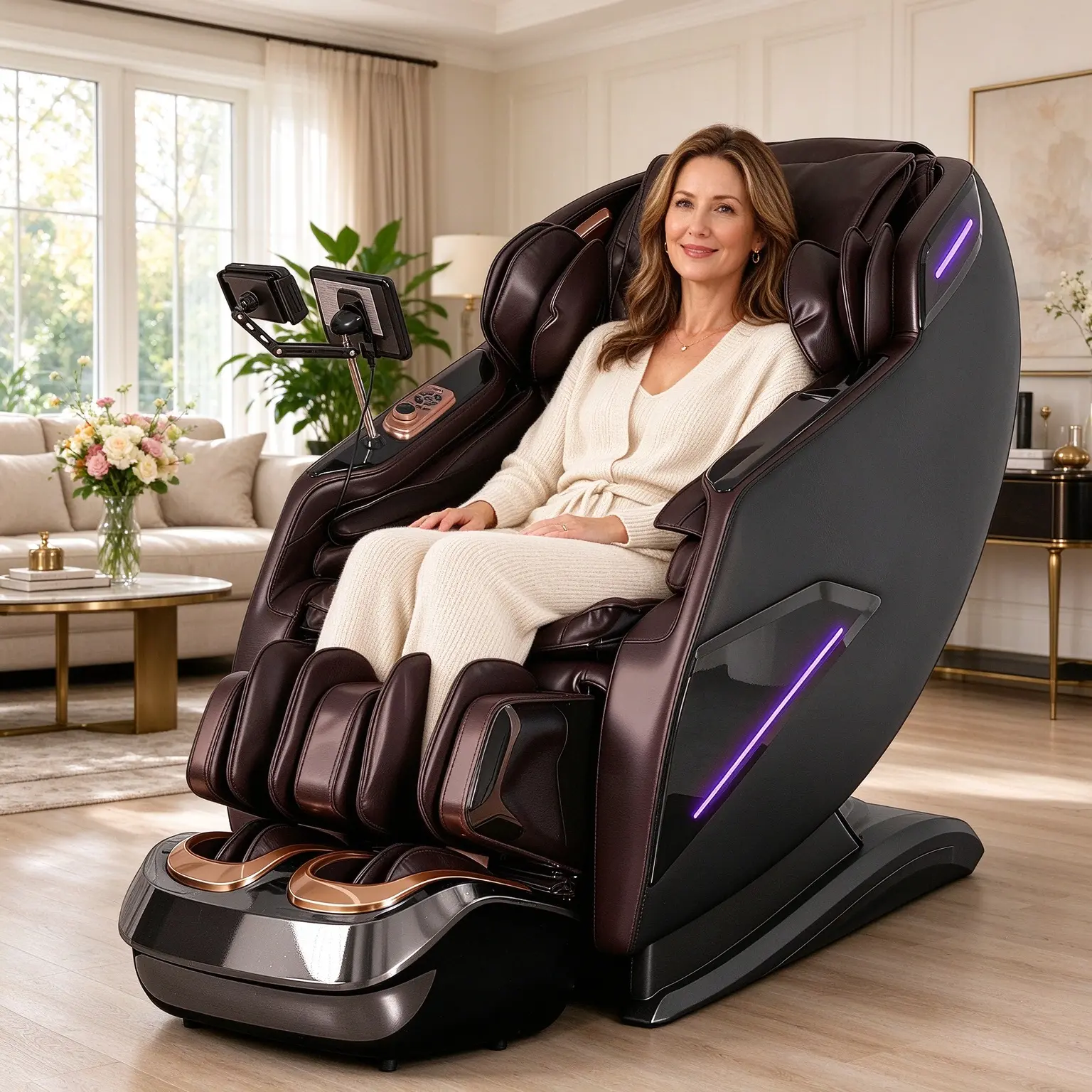 4D Massage Chairs Full Body,Zero Gravity  Track Shiatsu Massage Chair Recliner,CoreHeating,20 Massage Techniques,Deep YogaStretch,Foot Rollers, Ai Voice,TouchScreen,Wireless Charging