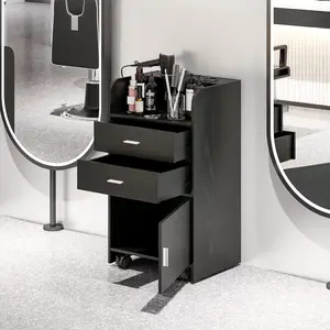 HOMBCK Salon Station, Storage Cabinet with 2 Drawers & Large Cabinet