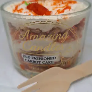 Amazing Candles Old Fashioned Carrot Cake Hand Poured Candle in Glass Jar with Wooden Fork