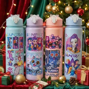 KPop Cartoon Anime Tumbler – Reusable Hard Plastic Water Bottle with Lid & Straw Eco, Drinkware, Portable, Cup, Mug, Bottled, Washable, Stylish