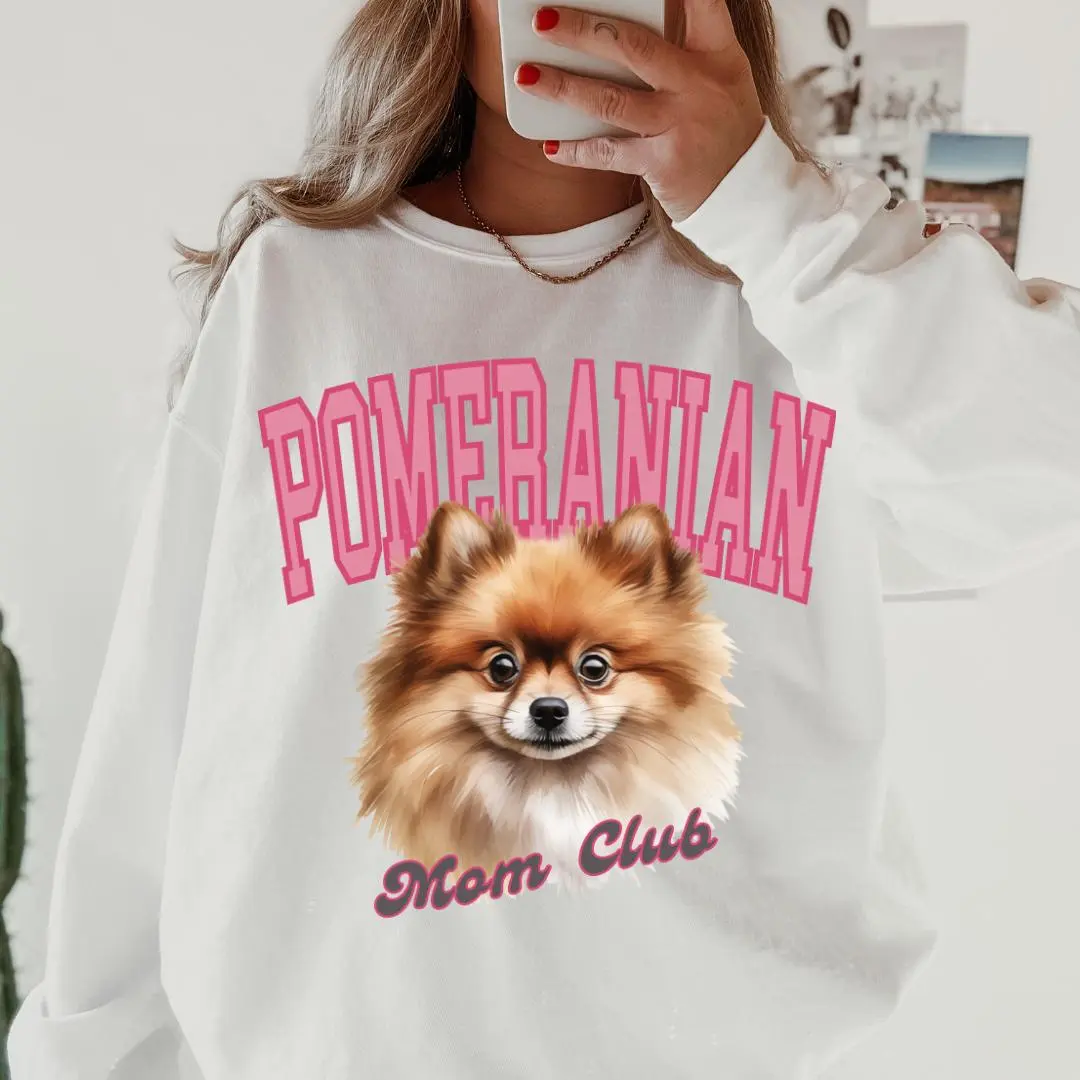 Pomeranian Mom Club Sweatshirt ~ Sweatshirt Unisex Apparel Relaxed Fit Printed in the USA Clothing Womenswear Casual and Comfortable