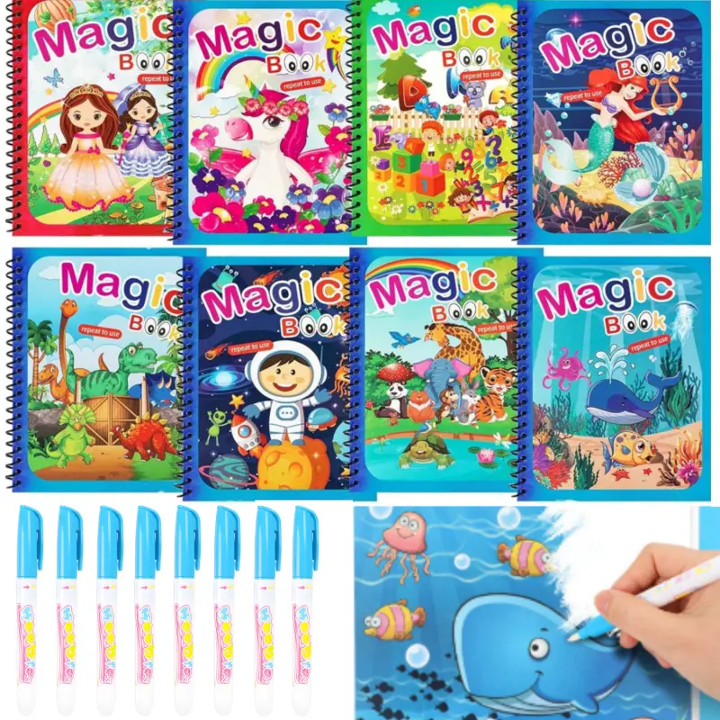 Water Coloring Books, 9/18 Pack,Paint with Water Books, Educational Learning Doodle, with Dinosaur Animal,Reusable No-Mess Art Book Travel Holiday Gift