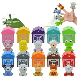 Kids Maths Toys Counting Hand Puppet Rainbow Color Family Cognitive Classification Educational Gift Set