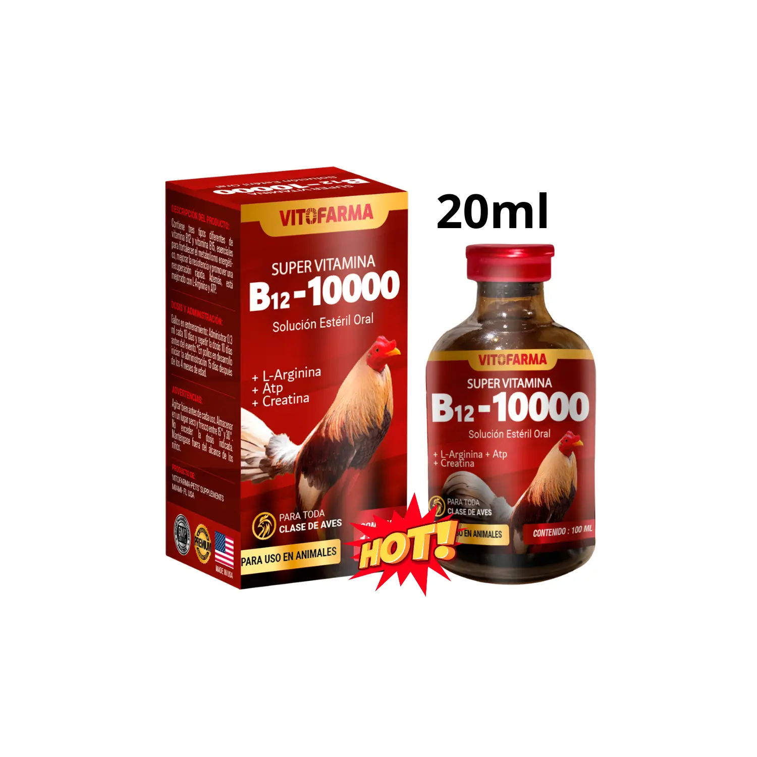 Vitamin B12 10000 Liquid Supplement for Poultry, 20 mL