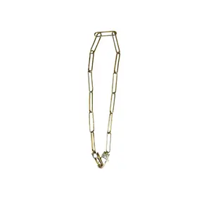 V444B The Woods 17.5" Brass Paperclip Chain Necklace with Double Clasp