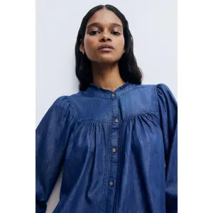 H&M Frill-trimmed denim blouse