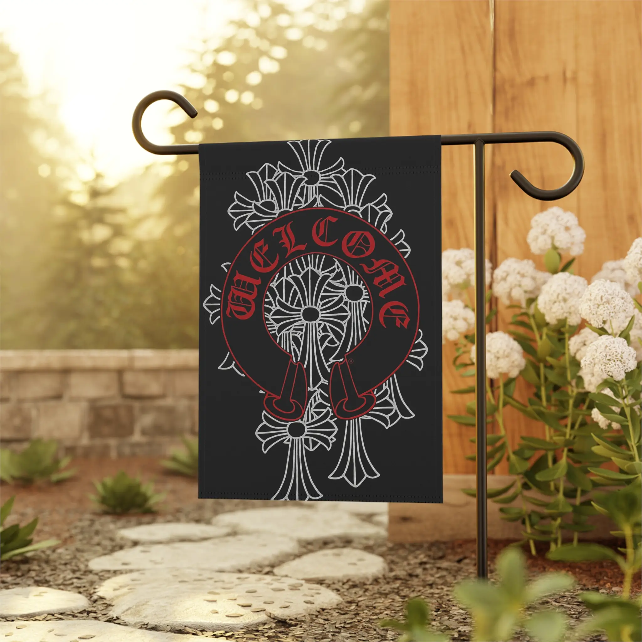 Gothic Horseshoe Welcome Garden Banner | House Flag
