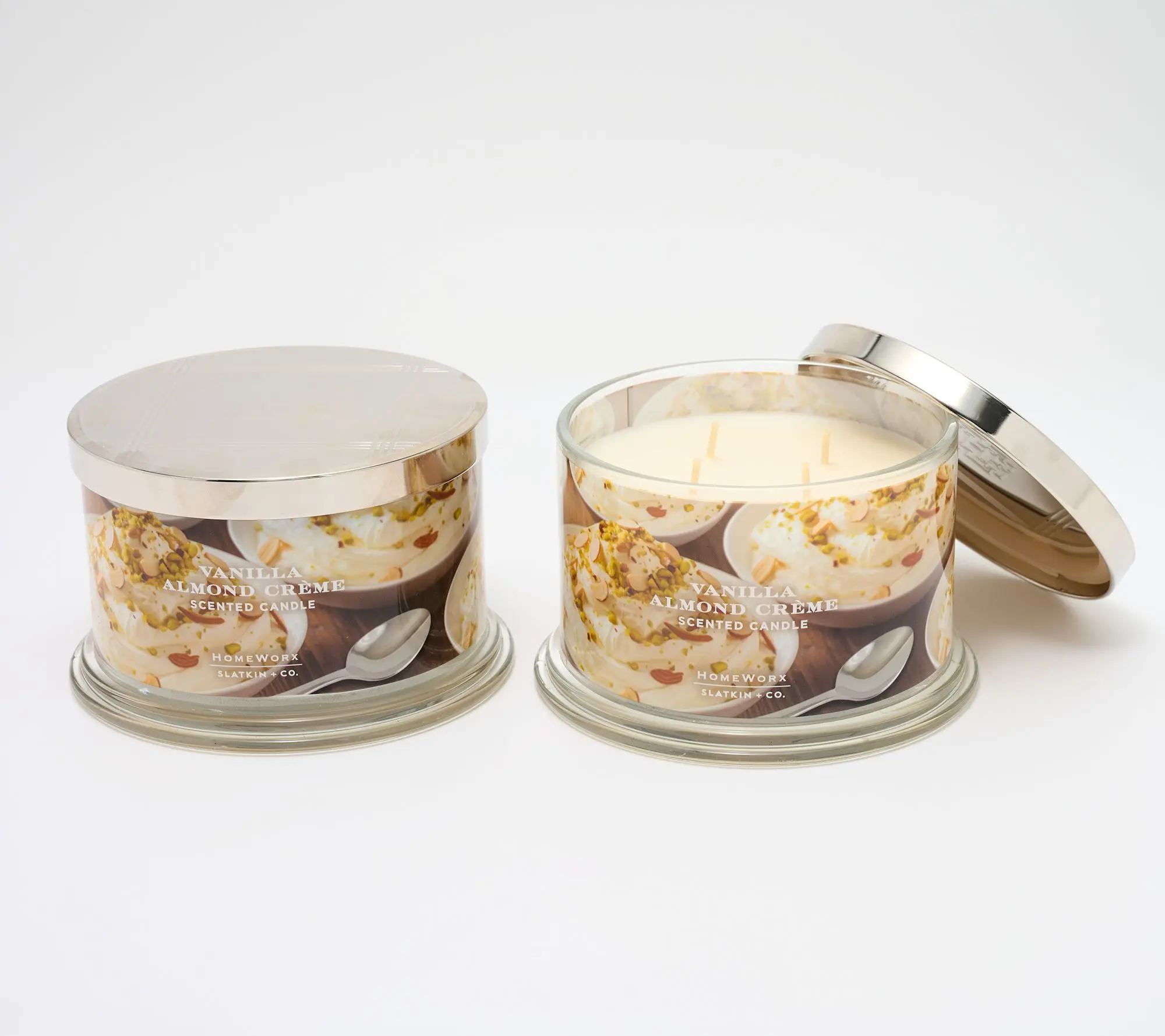 HomeWorx by Slatkin + Co. S/2 18oz Vanilla Almond Creme Candles
