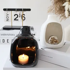 Style Creative One-Piece Candle Holder, Multi-Functional Ceramic Incense Burner, Desktop Decor for Living Room and Study, Elegant Ornament