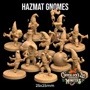 Hazmat Suit Gnome Mini Copperlock's Zoo | The Dragon Trappers Lodge | 32mm Scale | Miniature TTRPG Mini DnD Dungeons Dragons Wargame