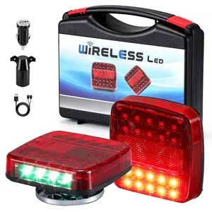 Magnetic Wireless Trailer Lights Kit, LED, Rechargeable, IP67, with 7 Pin Plug Tail Stop Turn Signal License Plate Lights on 12V RV Pickup Trucks Marine Boats