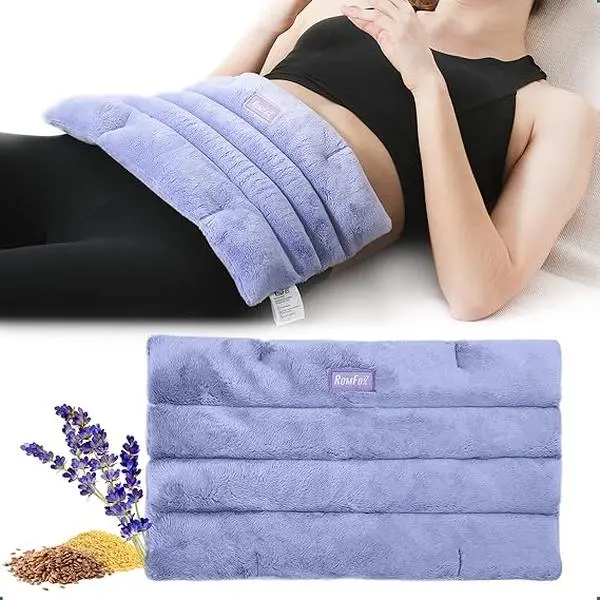 Lavender Scented Microwavable Heating Pad - Microwave Safe, Natural Seeds, Heat/Cool Cycle for Cramps & Back Pain Relief, Moist Heat Compress Pillow (Purple)