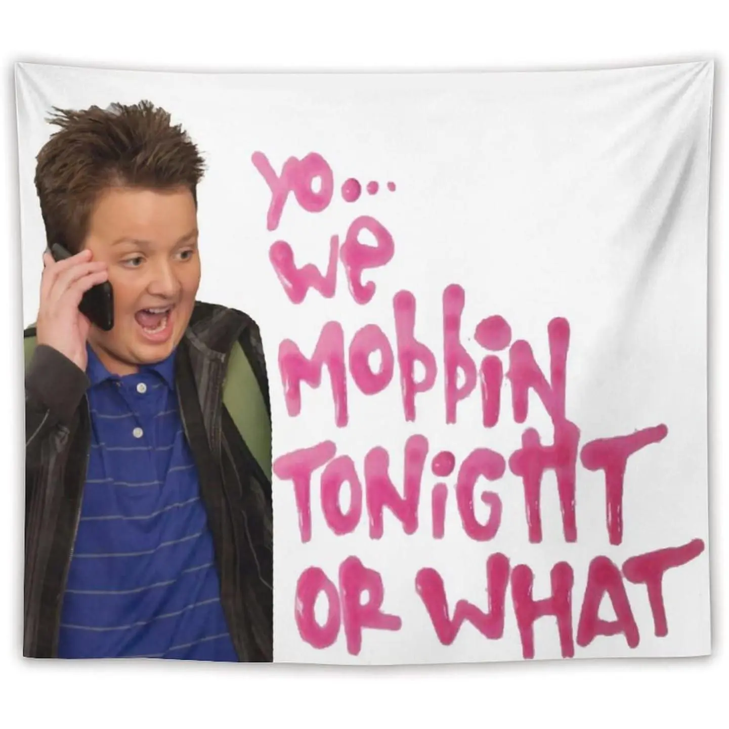 Gibby Tapestry Funny Meme Tapestry Wo Mobbin Tonight Flag Wall Art Hanging,For Decorate Clubs Concerts Bars University Dormitories Living Rooms Bedrooms Decor Tapestry