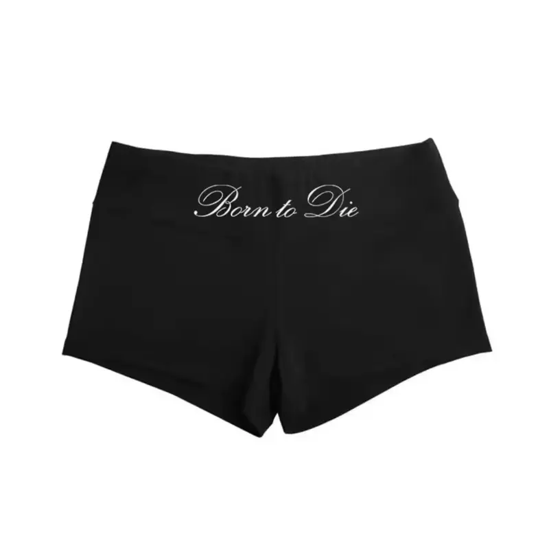 Grunge Gothic Y2K High-Rise Letter Print Shorts Born to Die Soft Punk Streetwear Black Women's Fashion Womenswear Basic Bottom Minimalist