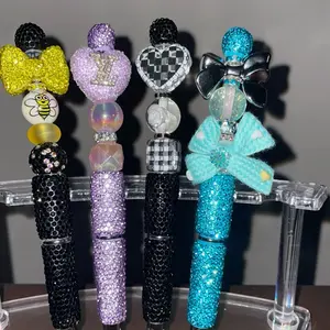 Bling Bling Pens with Sparkling Bow Toppers and Colorful Beads for Stylish Writing