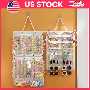2 Pack Hair Bow Holder Wall Organizer for Girls Room | Large Capacity Hair Clips Storage Hanger Vertical & Horizontal | Felt Hair Accessories Organizer | Kids Room Decor, Nursery Wall Storage, Bedroom Organization Essentials | Small Store Stock Organizer