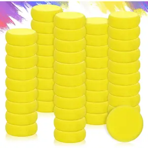 50 Pack 2.9 inch Yellow Round Sponges for Pottery Clay Face Painting Ceramics Art Crafts