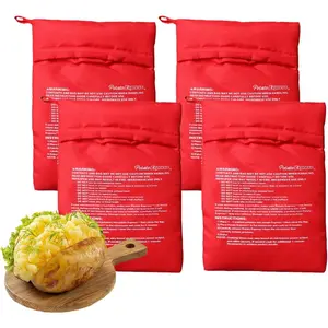 4-Pack Baked Potato Microwave Bag - Reusable Pouch and Potato Cooker for Perfect Potatoes in 4 Minutes - Quick & Easy Kitchen Gadget