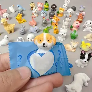 24Pcs Mini Resin Farm Animal Blind Box Figurines - Tiny Cute Miniatures, Party Decor, Holiday Gifts for Indoor Micro Landscape DIY Fairy Garden Accessories